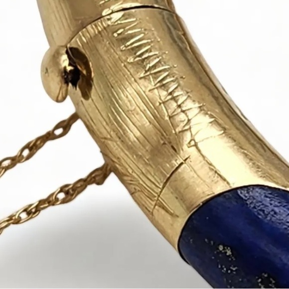 14K Gold Lapis Bangle Bracelet - Picture 15 of 16